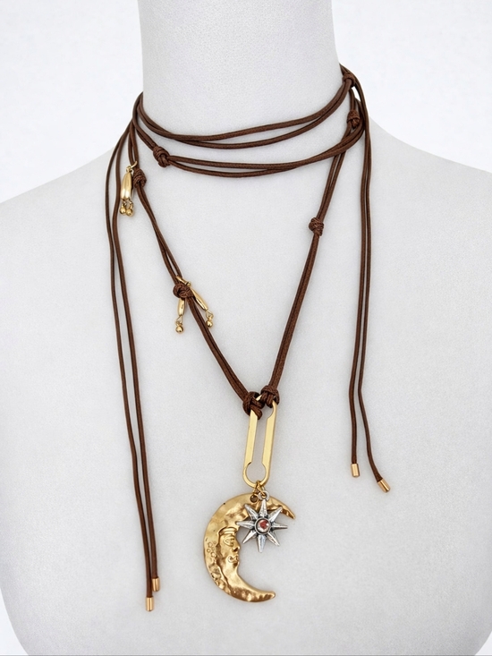 nobrand Jewelry - Boho Celestial Wrap Necklace Belt Convertible | Anthropologie Moon Star Style